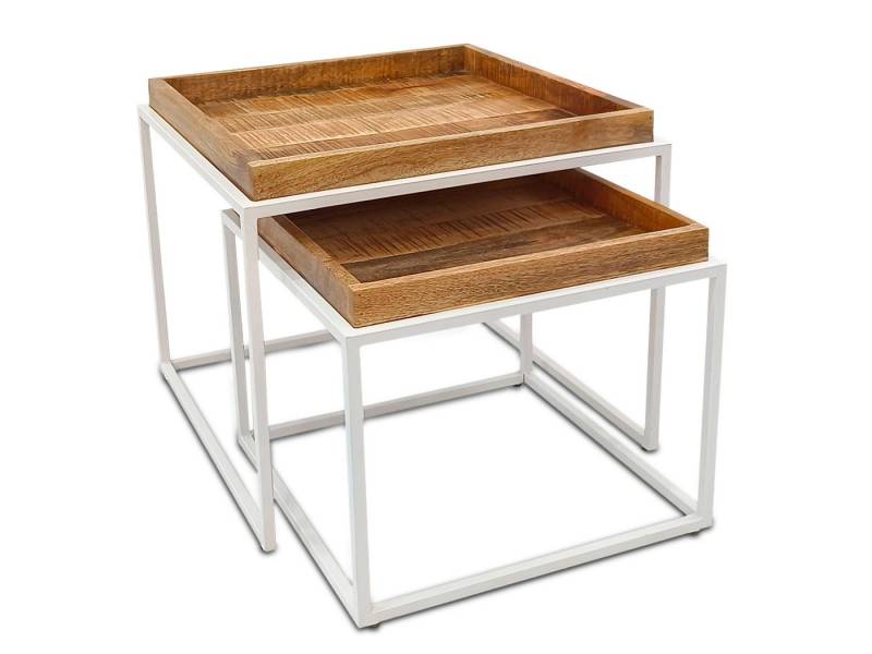 Amagohome Couchtisch Couchtisch 2er Set 54x54cm rechteckig u. Beistelltisch Satztisch Metal von Amagohome