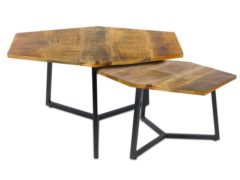 Amagohome Couchtisch Couchtisch 2er Set Beistelltisch Satztisch Wohnzimmer Massivholz Tisch von Amagohome