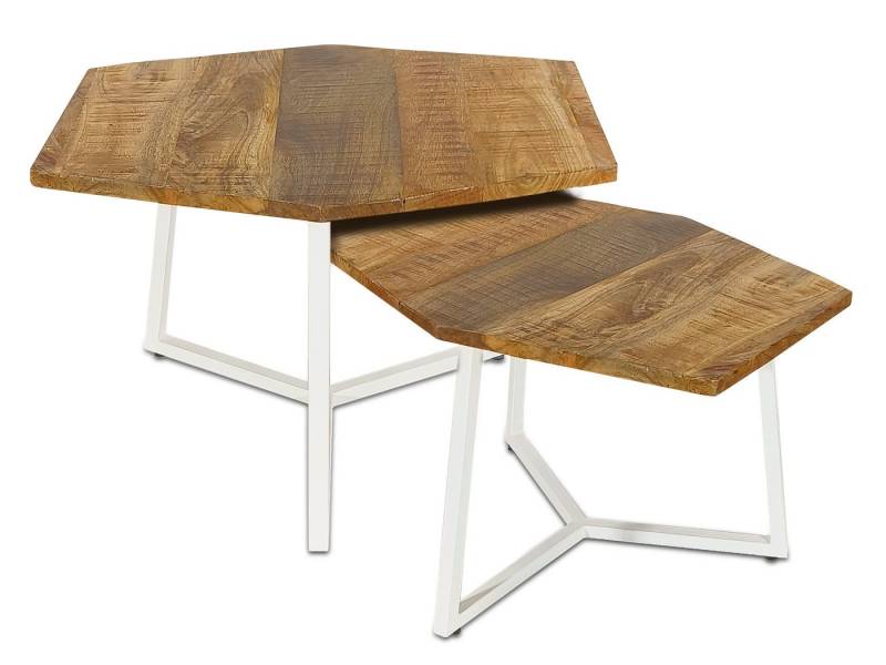 Amagohome Couchtisch Couchtisch 2er Set Beistelltisch Satztisch Wohnzimmer Massivholz Tisch von Amagohome