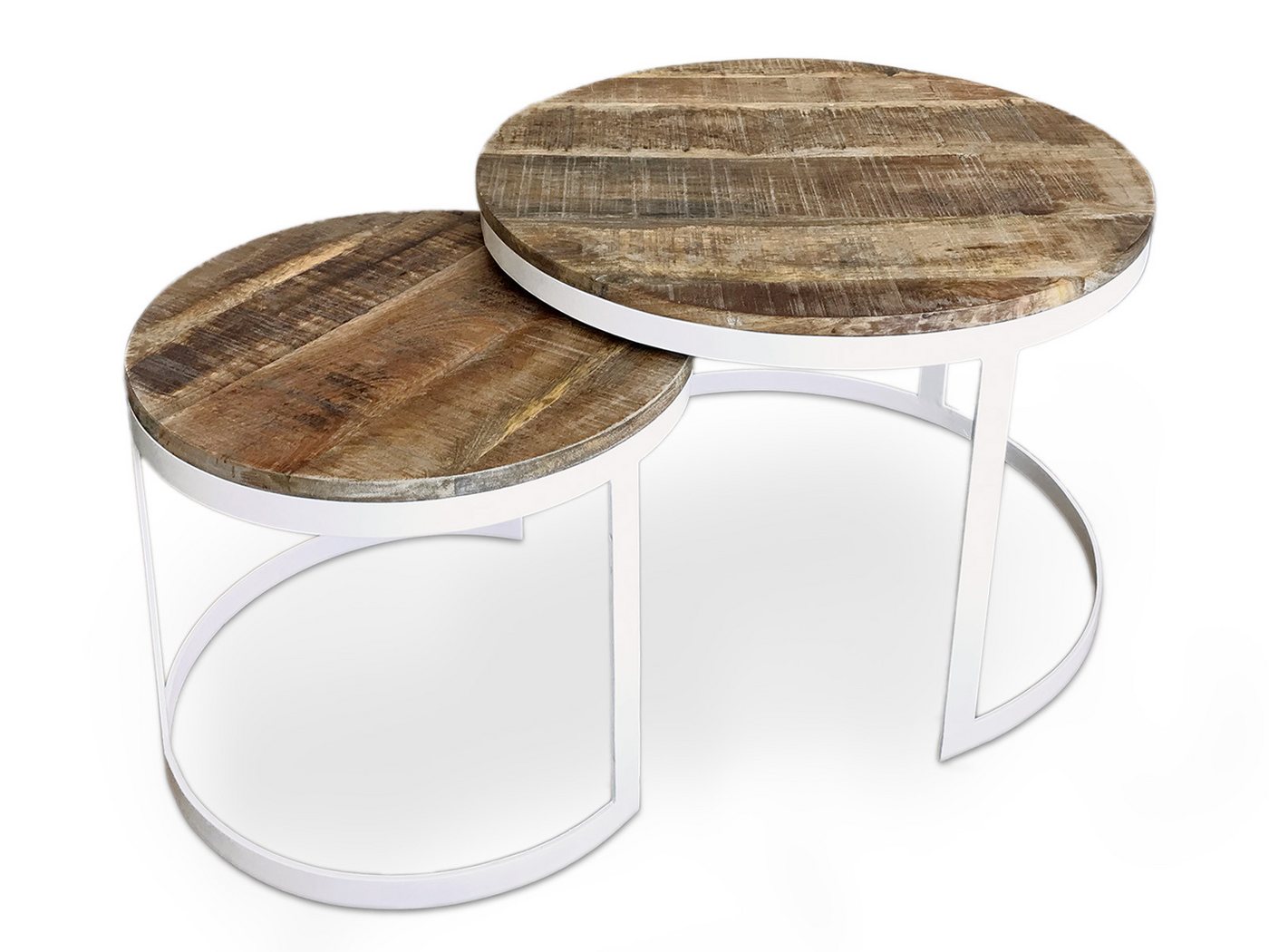 Amagohome Couchtisch Couchtisch 2er Set rund Ø 58 cm mit Beistelltisch Ø 43 cm Metall-Geste von Amagohome