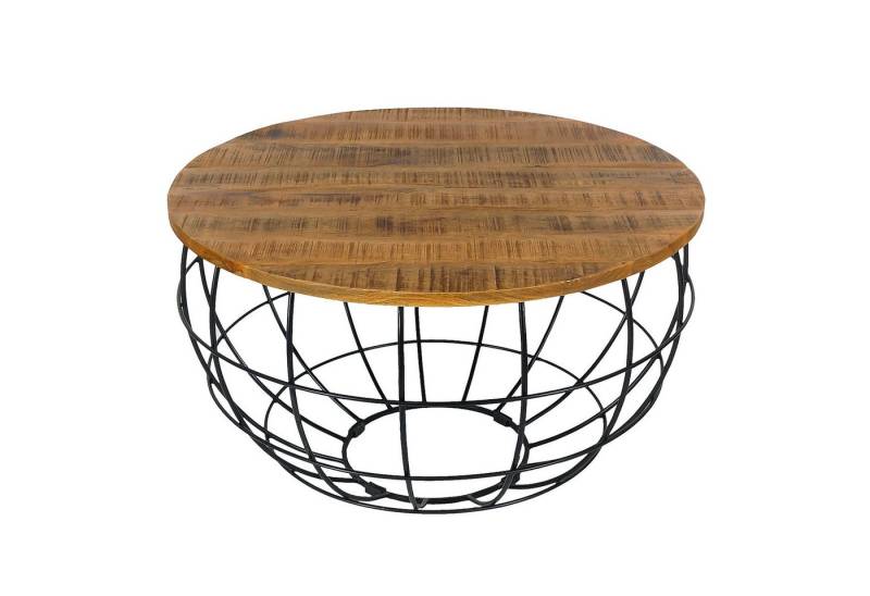 Amagohome Couchtisch Couchtisch XXL rund ø 75 cm Gestell Metall Holzplatte massiv Wohnzimm von Amagohome