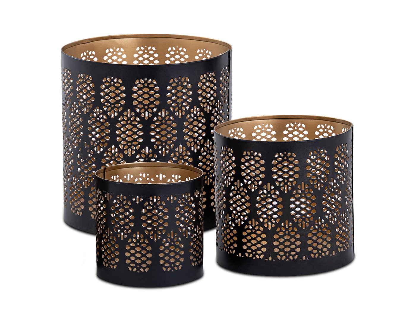 Amagohome Teelichthalter Kerzenständer 3er Set Windlicht Teelichthalter rund schwarz gold (3 St) Amagohome Teelichthalter Kerzenständer 3er Set Windlicht Teelichthalter rund schwarz gold (3 St) von Amagohome