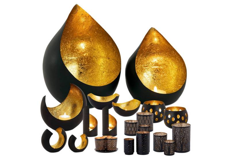 Amagohome Teelichthalter Kerzenständer Kerzenhalter Teelichthalter Metall schwarz gold von Amagohome