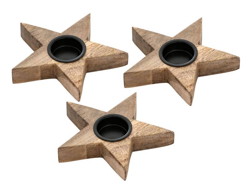 Amagohome Teelichthalter Teelichthalter 3er Set Kerzenständer Teelichter 15x15cm Sterne Kerzenh von Amagohome