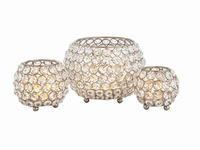 Amagohome Kerzenhalter Teelichthalter Kerzenhalter Set 3-teilig Crystal Kerzenständer Vintage von Amagohome