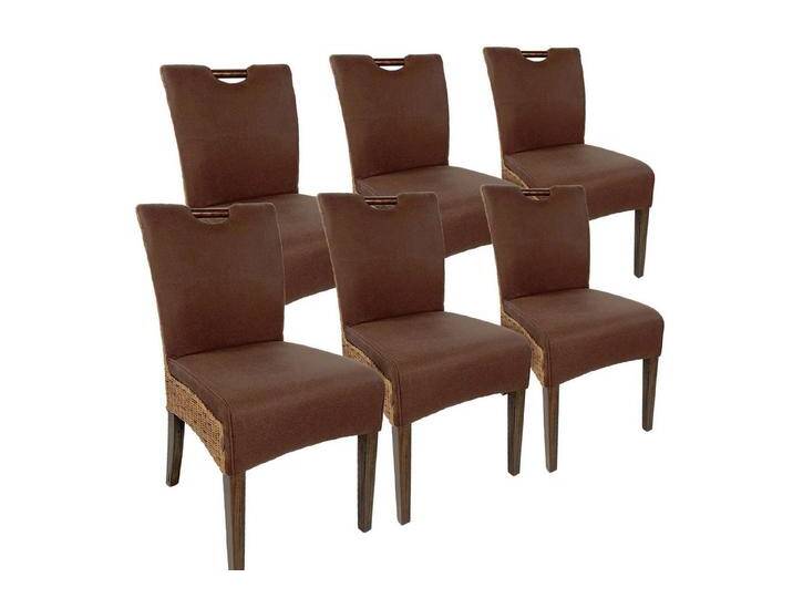 Amagohome Polsterstuhl Rattanstuhl Polsterstuhl Esszimmer Stuhl Korbstuhl Bilbao mit Griff Po, braun von Amagohome
