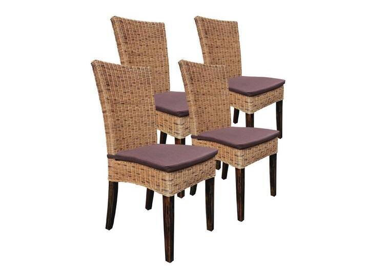 Amagohome Rattanstuhl Esszimmer Stühle Rattanstühle Wintergarten Korbstühle Cardine cabana, braun, mit Sitzkissen von Amagohome