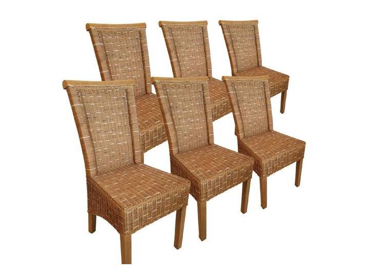 Amagohome Rattanstuhl Esszimmer Stühle Set 6 Stück Rattanstühle Esstisch Stühle Perth braun, ohne Sitzkissen von Amagohome