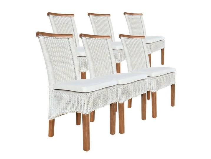 Amagohome Rattanstuhl Esszimmer-Stühle Set Rattanstühle Perth 6 Stück Esstisch Stühle weiß K, mit Sitzkissen von Amagohome