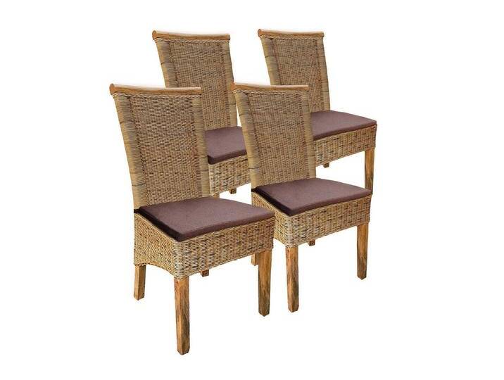 Amagohome Rattanstuhl Esszimmerstühle Set 4 Stück Rattanstuhl tabacco Perth Rattan Stuhl Kor, mit Sitzkissen Amagohome Rattanstuhl Esszimmerstühle Set 4 Stück Rattanstuhl tabacco Perth Rattan Stuhl Kor, mit Sitzkissen von Amagohome