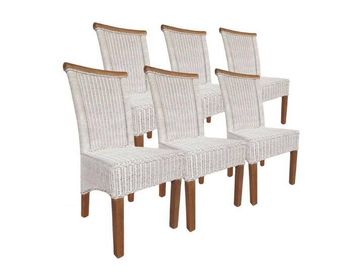 Amagohome Rattanstuhl Rattanstühle Esszimmer-Stühle Perth Esstisch Stühle weiß Korbstühle na, 6er Set Amagohome Rattanstuhl Rattanstühle Esszimmer-Stühle Perth Esstisch Stühle weiß Korbstühle na, 6er Set von Amagohome