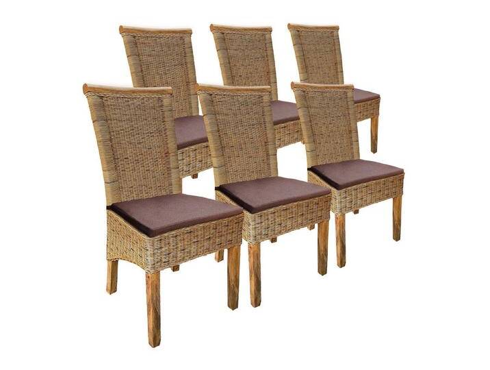 Amagohome Rattanstuhl Rattanstuhl Set 6 Stück Esszimmerstühle tabacco Perth Korbstuhl Rattan, mit Sitzkissen Amagohome Rattanstuhl Rattanstuhl Set 6 Stück Esszimmerstühle tabacco Perth Korbstuhl Rattan, mit Sitzkissen von Amagohome