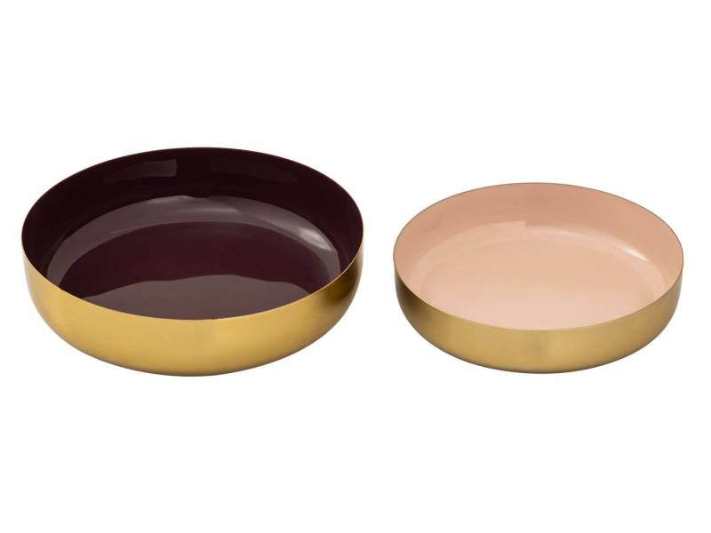 Amagohome Snackschale Knabberschale Schale 2er Set rund ø 22/18 cm Deco o. hochwertig Metall, Emaille Oberfläche, Metall vergoldet von Amagohome