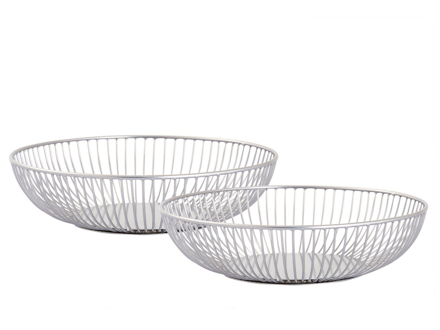 Amagohome Schale Obstschale Set 2 Stück Brotkorb rund ø 28x7 cm Metall Obstkorb Gesche, Metall Drahtoptik von Amagohome