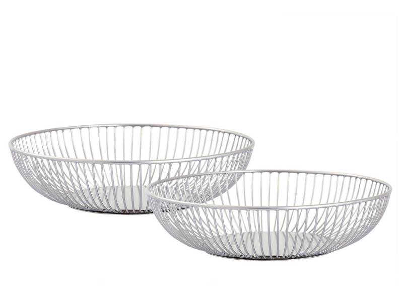 Amagohome Schale Obstschale Set 2 Stück Brotkorb rund ø 28x7 cm Metall Obstkorb Gesche, Metall Drahtoptik von Amagohome