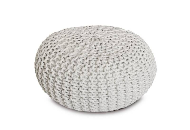 Amagohome Sitzhocker Strickhocker XXL Pouf Ø55 H37cm Bodenkissen Sitzpouf Baumwolle recycel von Amagohome