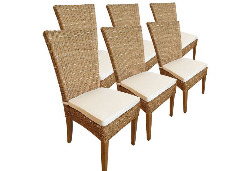 Amagohome Stuhl Esszimmer Stühle Rattanstühle Wintergarten Korbstühle Cardine 6 Stück von Amagohome
