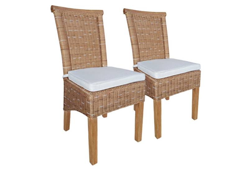 Amagohome Rattanstuhl Esszimmer Stühle Set 2 Stück Rattanstühle Esstisch Stühle Perth braun von Amagohome