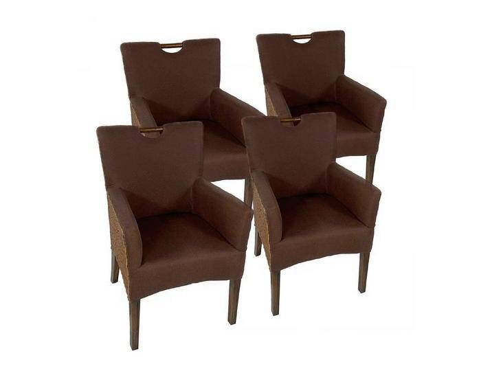 Amagohome Stuhl Esszimmer Stühle Set 4 Stück Rattan Armlehner Sessel Bilbao Polsterstu, braun von Amagohome