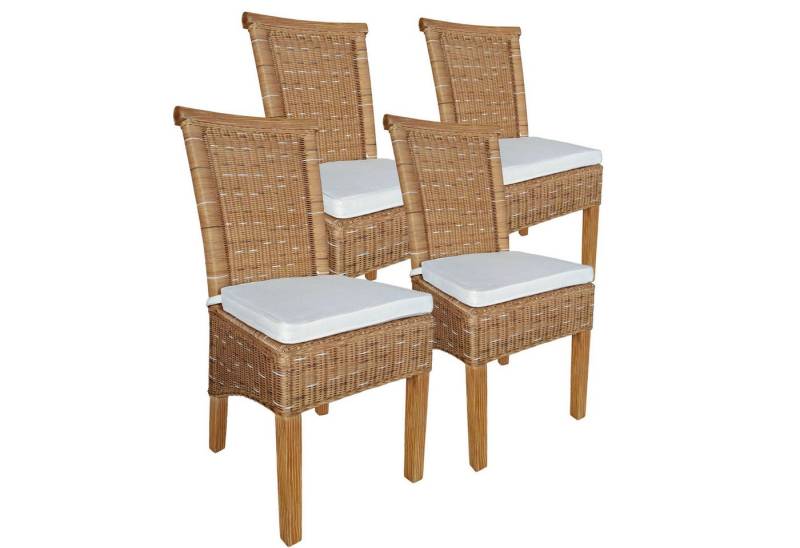 Amagohome Rattanstuhl Esszimmer Stühle Set 4 Stück Rattanstühle Esstisch Stühle Perth braun von Amagohome
