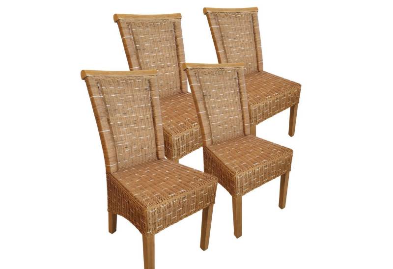 Amagohome Rattanstuhl Esszimmer Stühle Set 4 Stück Rattanstühle Esstisch Stühle Perth braun von Amagohome