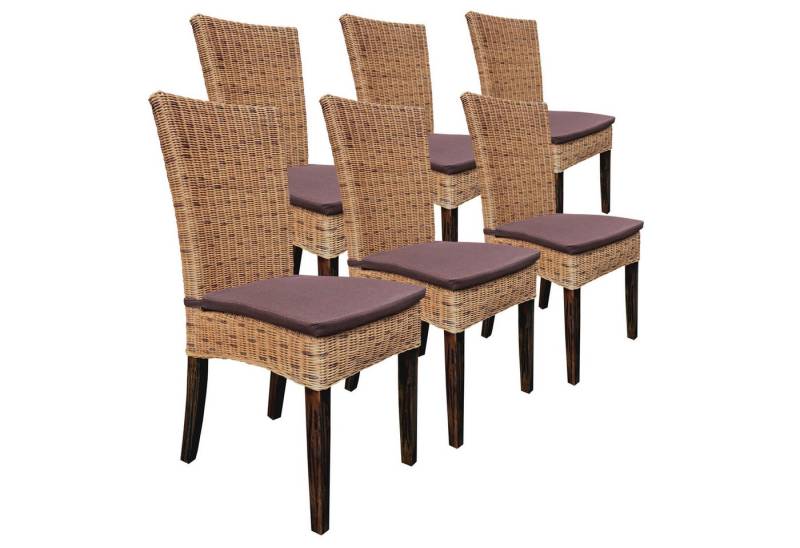 Amagohome Stuhl Esszimmer Stühle Set 6 Stück Rattanstühle Wintergarten Korbstühle Card von Amagohome