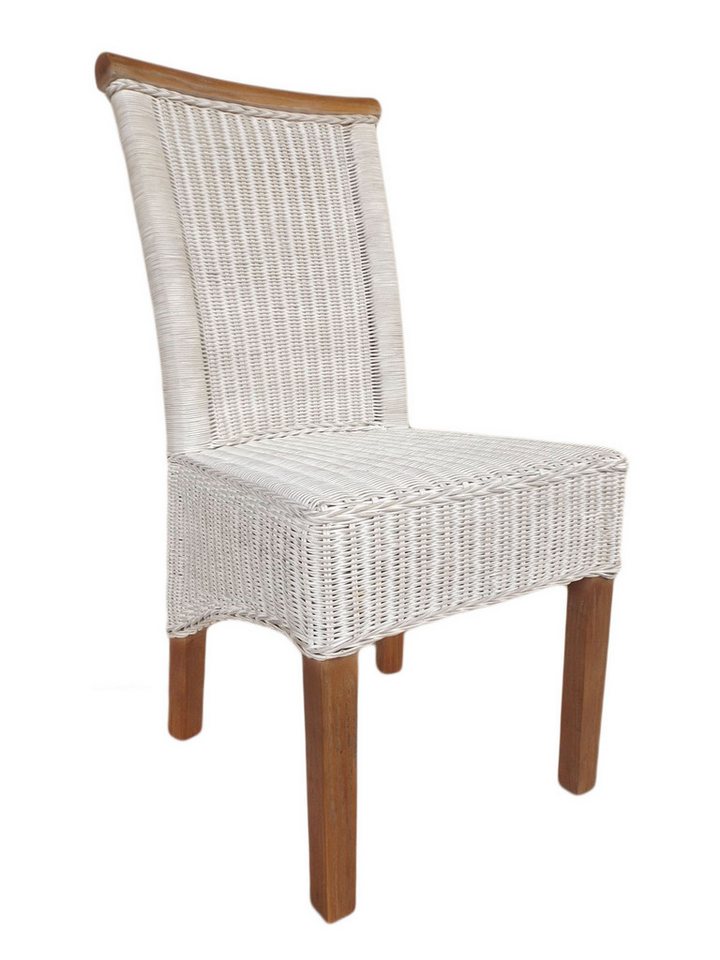Amagohome Stuhl Esszimmer Stuhl Rattanstuhl Esstisch Stuhl weiß Perth Rattan natur Kor von Amagohome