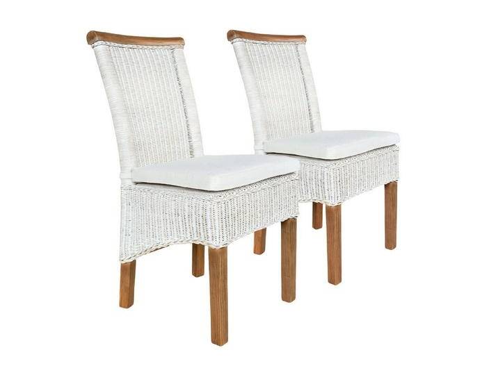Amagohome Stuhl Rattanstühle Esszimmer-Stühle Perth Esstisch Stühle weiß Korbstühle na (2er Set) von Amagohome