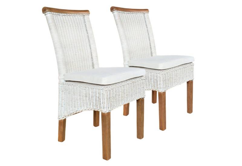 Amagohome Stuhl Rattanstühle Esszimmer-Stühle Perth Esstisch Stühle weiß Korbstühle na (2er Set) von Amagohome