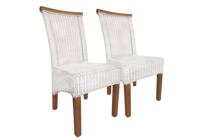 Amagohome Stuhl Rattanstühle Esszimmer-Stühle Perth Esstisch Stühle weiß Korbstühle na von Amagohome