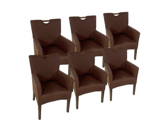 Amagohome Stuhl Rattanstuhl Polstersessel Polsterstuhl Esszimmer Stuhl Armlehner Sesse, braun, 6er Set von Amagohome