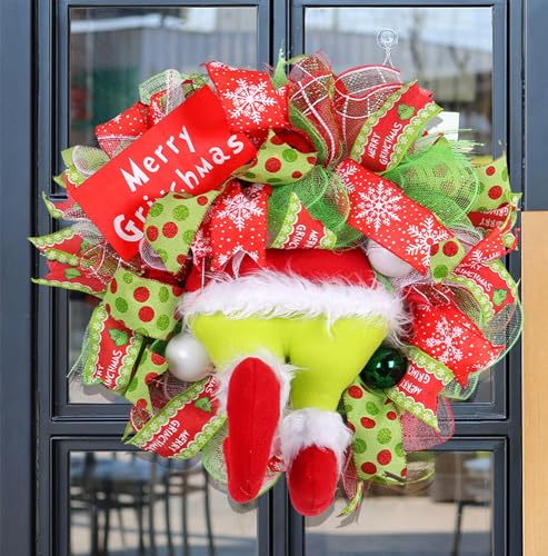 Weihnachtskranz Grün Grinch Weihnachtsdeko Türkranz Weihnachten, Grinch Türdeko Weihnachten 50cm Bandkranz Girlande Weihnachten Plüsch Ornamente Partydeko für Haustür Fenster Wand Weihnachtsbaum Kamin Weihnachtskranz Grün Grinch Weihnachtsdeko Türkranz Weihnachten, Grinch Türdeko Weihnachten 50cm Bandkranz Girlande Weihnachten Plüsch Ornamente Partydeko für Haustür Fenster Wand Weihnachtsbaum Kamin von Amailtom