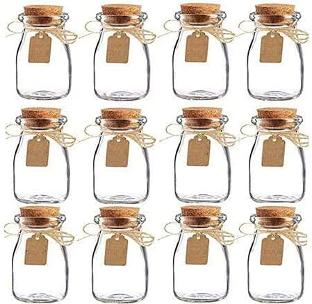 Amajoy 15pcs Vintage Glasbevorzugungsglas mit Korkdeckeln, Begleitkarte und Schnur Hochzeitsbevorzugung Partybevorzugung Glasflaschen Honigtopfflaschen, 100ML von Amajoy