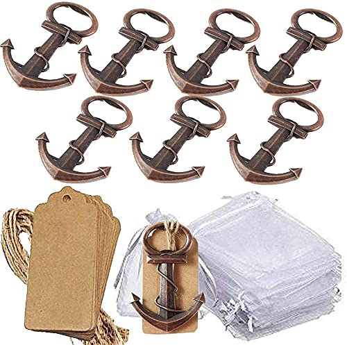 Amajoy 30 PCS Skeleton Nautical Anchor Flaschenöffner mit weißer transparenter Tasche und Karte für Hochzeitsfestgeschenke Geschenk & Dekorationen Baby Shower von Amajoy