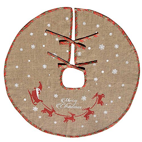 Amajoy Weihnachtsbaum-Rock, weißes Schneeflocken-Design, Jute-Material, 76,2 cm oder 121,9 cm zur Auswahl, Rot / Grün, 76,2 cm (30 zoll) von Amajoy