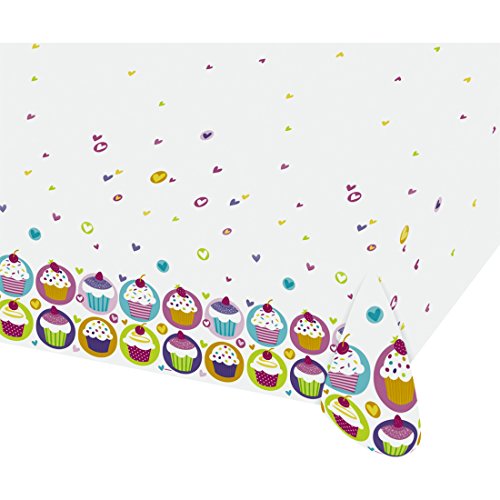 Amakando Muffin Tischtuch Törtchen Deko Tisch Decke 120 x 180cm Cupcakes Partytischdecke Cupcake Plastik Tischdecke Partydekoration Geburtstag Kinder Dekoration Accessoires Kaffee Plastiktischdecke von Amakando