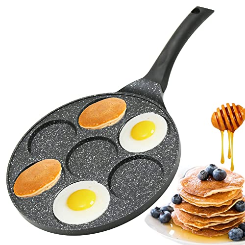 Amalindo Pancake Pfanne Ø26cm Spiegeleipfanne für 7 Eier | Pancakepfanne Antihaft-Beschichtung | Pfannkuchenpfanne Induktion | Eierpfanne, Augenpfanne für Pancakes, Spiegelei, Pfannkuchen von Amalindo