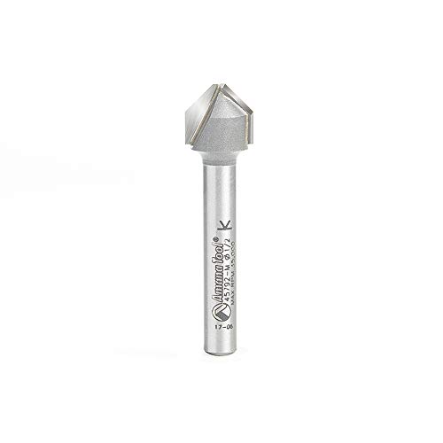 Amana Tool 45792-M V-Groove 90 Deg. Folding for Aluminum Composite Material (ACM) Panels Like Alucobond, Dibond, 0.090 Tip Cut Width x 3/8 CH x 1/2 D x 6mm SHK Carbide Tipped Router Bit von Amana Tool