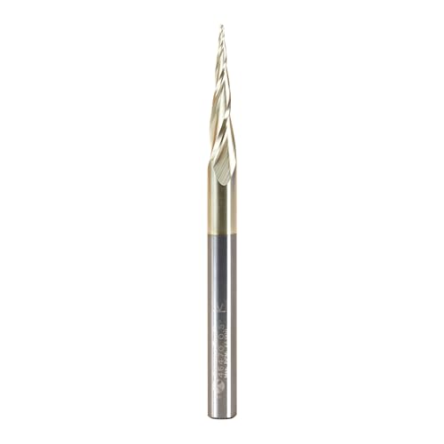 Amana Tool 46470 Metric CNC 2D and 3D Carving 6.2 Deg Tapered Angle Ball Nose x 0.8 D x 0.40 R x 25 CH x 6 SHK x 75mm Long x 3 Flute SC ZrN Coated Router Bit Amana Tool 46470 Metric CNC 2D and 3D Carving 6.2 Deg Tapered Angle Ball Nose x 0.8 D x 0.40 R x 25 CH x 6 SHK x 75mm Long x 3 Flute SC ZrN Coated Router Bit von Amana Tool