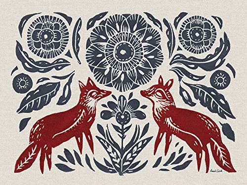 Amanda Colville "Folk Foxes" , 30 x 40 cm, Leinwanddruck von Amanda Colville