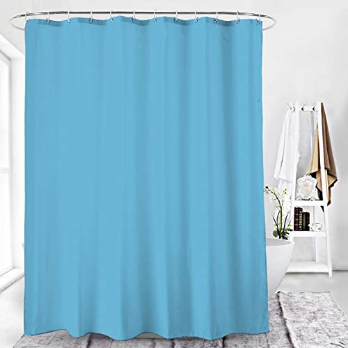 Duschvorhang Textil Badewannenvorhang 120/180 / 240 x 200 cm inkl Ringe (120x200cm, Lichtblau) von Amanda