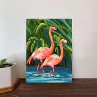 Abstraktes Flamingo Gemälde Kunstdruck, Vogel Kunstwerk, Home Decor, Wandkunst, Wildlife Für Zuhause Dekor von AmandaBeatonArt