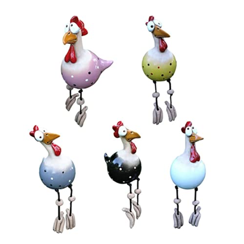 Keramik Huhn Gartendeko, Tierfigur Gartenstecker Keramikfigur Handarbeit Ornament,Gartendeko Huhn Deko,Handarbeit Gartenstatue Dekorative Huhn Gartenstecker,Henne Gartenfigur Huhn Deko (5 Stück) von Amandaz