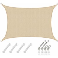 3x4 uv Sonnensegel Rechteckig Atmungsaktiv - Sonnenschutz Segel mit Befestigung - beige von Amanka