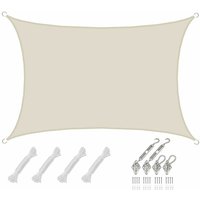 3x4m Sonnensegel Rechteckig Wasserdicht - Sonnenschutz Segel Set mit Befestigung - beige von Amanka