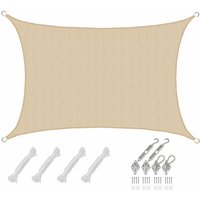 Amanka - 3x5 uv Sonnensegel Rechteckig Atmungsaktiv - Sonnenschutz Segel mit Befestigung - beige von Amanka