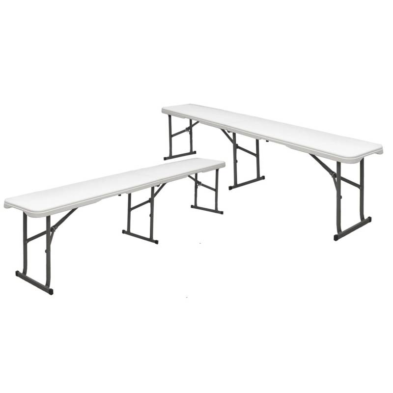 AMANKA Bierbank aus Kunststoff 2er-Set 182 x 27 x 43 cm - Weiß von Amanka
