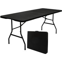 Gartentisch für 6 Personen - 180 x 74cm Klapptisch Rattan-Look Esstisch Klappbar - schwarz von Amanka