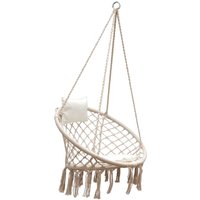 Amanka - Hängesessel mit Kissen bis 120 kg - 80 cm Korbschaukel Rund Indoor Outdoor Grau - grau von Amanka