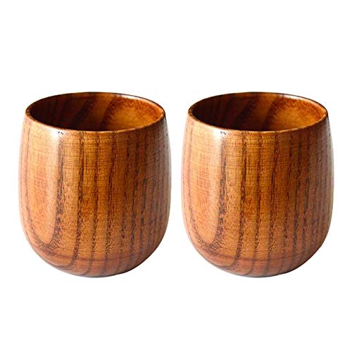 Amaoma 2Pcs Natürliche Holztasse Jujube Holzbecher Becher Hölzerner Tee Set, Holz Tasse Kaffee Bierkrüge Holzbecher Handgefertigte für Kaffee Bier Tee Saft Milch(2PC) von Amacoam